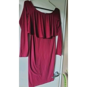 FASHION NOVA Off Shoulder Wine Dress
